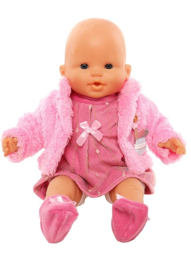 دايتويز ملابس دمى، بدلة وردية لطيفة غير رسمية مع فستان ومعطف وجوارب مناسبة للدمى مقاس 14-16 بوصة، مجموعة من 3 قطع - Image 2